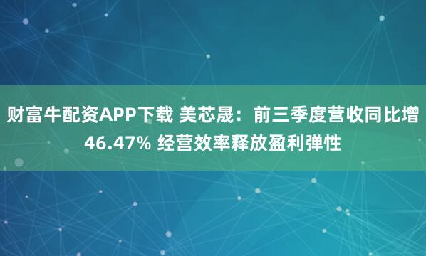 财富牛配资APP下载 美芯晟：前三季度营收同比增46.47% 经营效率释放盈利弹性